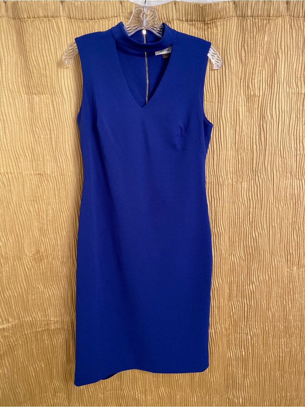 Calvin Klein Sleeveless V-Neck Dress in Cobalt Blue